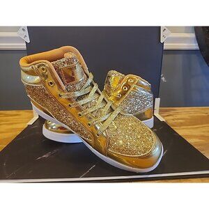 NIB~IGxx~Gold Glitter Shoes~High Tops~Sneakers~EU 46~U.S. 12 Mens/14 Womens